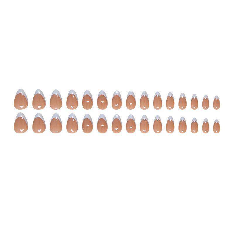Almond glow french Nails-Pack of 24 with free stickers BB-114