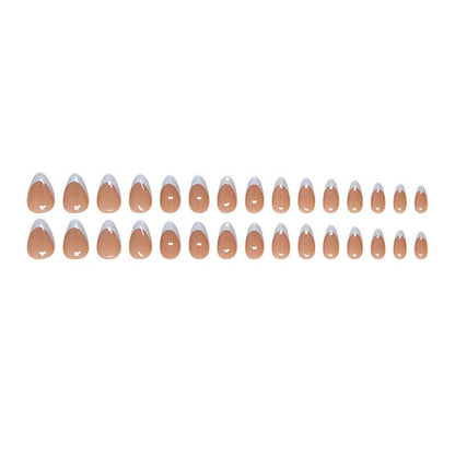 Almond glow french Nails-Pack of 24 with free stickers BB-114