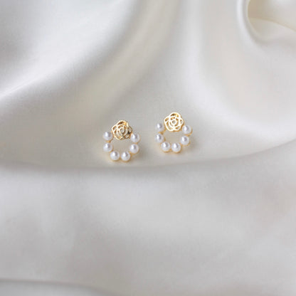 Bb-236 Beaded Rose Earrings