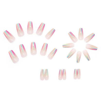 Perfect Rainbiw strips Nails-Pack of 24 with free stickers BB-116