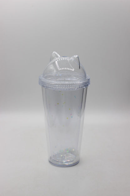 Cat Ear Glitter Double-Layer Tumbler Cup