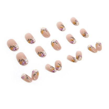 Lilac Floral Natural Nails-Pack of 24 with free stickers-150