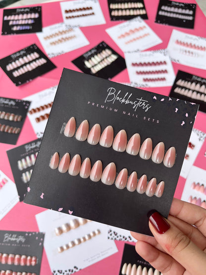 Most Natural Pink Ombre effect Nails -Pack of 24 with free stickers BB-112