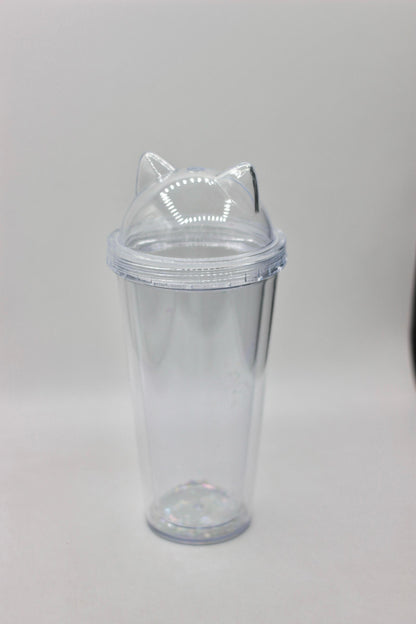 Cat Ear Glitter Double-Layer Tumbler Cup