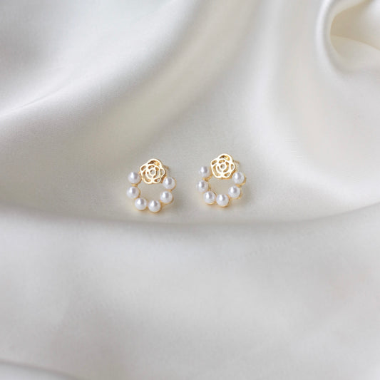 Bb-236 Beaded Rose Earrings