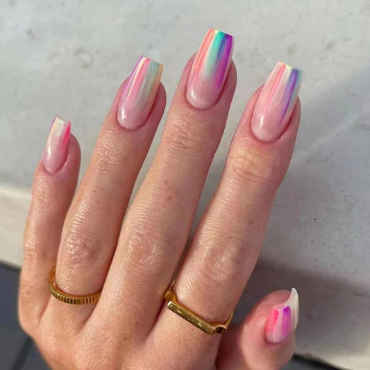 Perfect Rainbiw strips Nails-Pack of 24 with free stickers BB-116