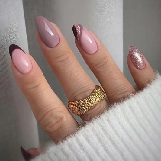 Nude Mauve Nails-Pack of 24 with free stickers BB-105