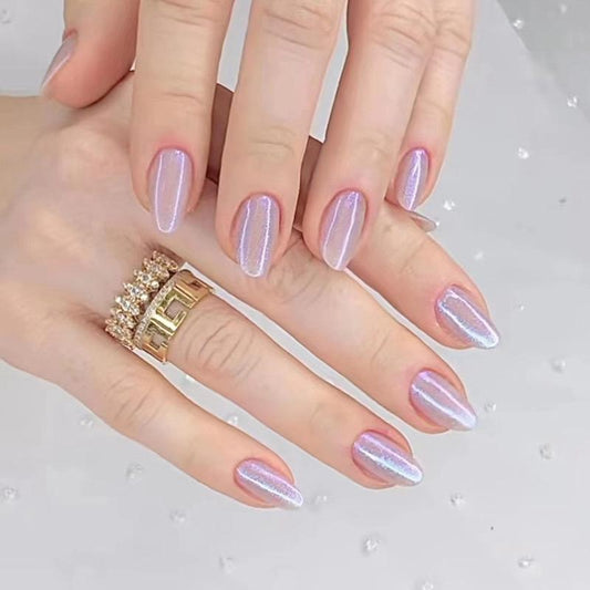 Light Mauve glitter set Nails- Pack of 24 with free stickers BB-101