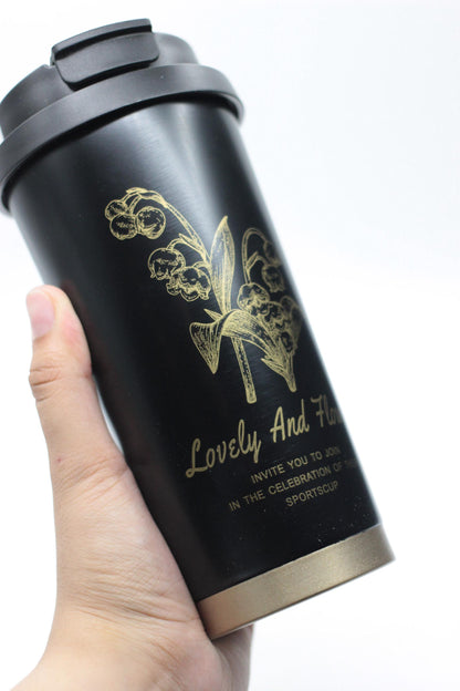 500ml Floral Art Print Anti-Spill Double-Wall Vacuum Stainless Steel Tumbler