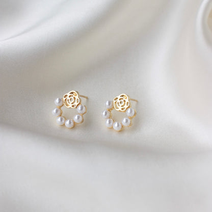 Bb-236 Beaded Rose Earrings