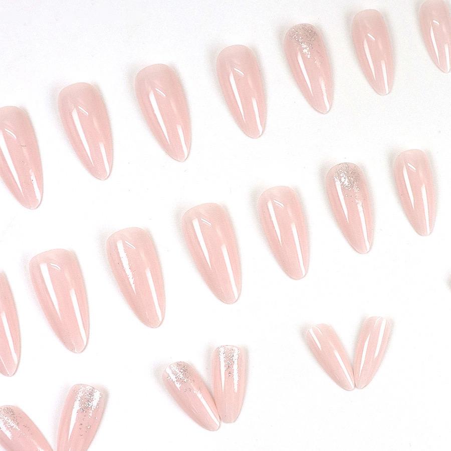 Nude glitter Nails-Pack of 24 with free stickers BB-115