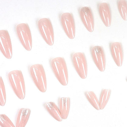 Nude glitter Nails-Pack of 24 with free stickers BB-115