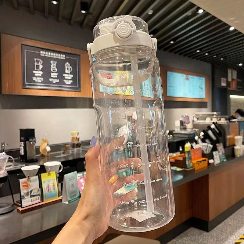 2 Liters Plastic Kettle Large Portable Travel Water Bottle with Straw
