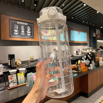 2 Liters Plastic Kettle Large Portable Travel Water Bottle with Straw