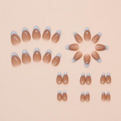 Almond glow french Nails-Pack of 24 with free stickers BB-114