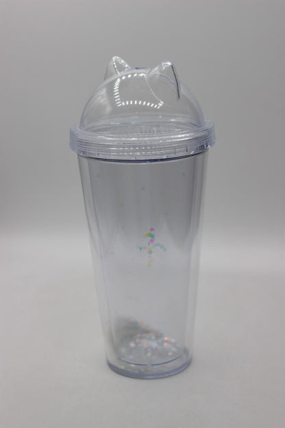 Cat Ear Glitter Double-Layer Tumbler Cup