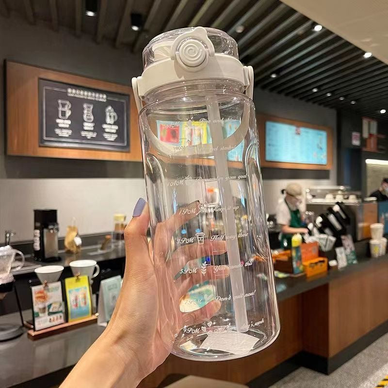 2 Liters Plastic Kettle Large Portable Travel Water Bottle with Straw