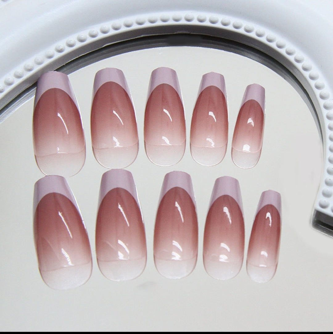 BB 909 French brown and mauve nails free 24 pieces nail kit