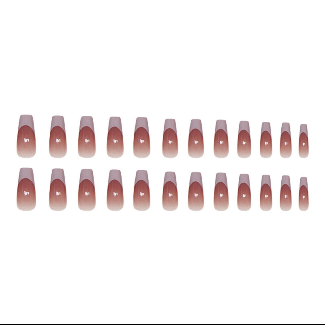 BB 909 French brown and mauve nails free 24 pieces nail kit