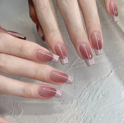 BB 909 French brown and mauve nails free 24 pieces nail kit